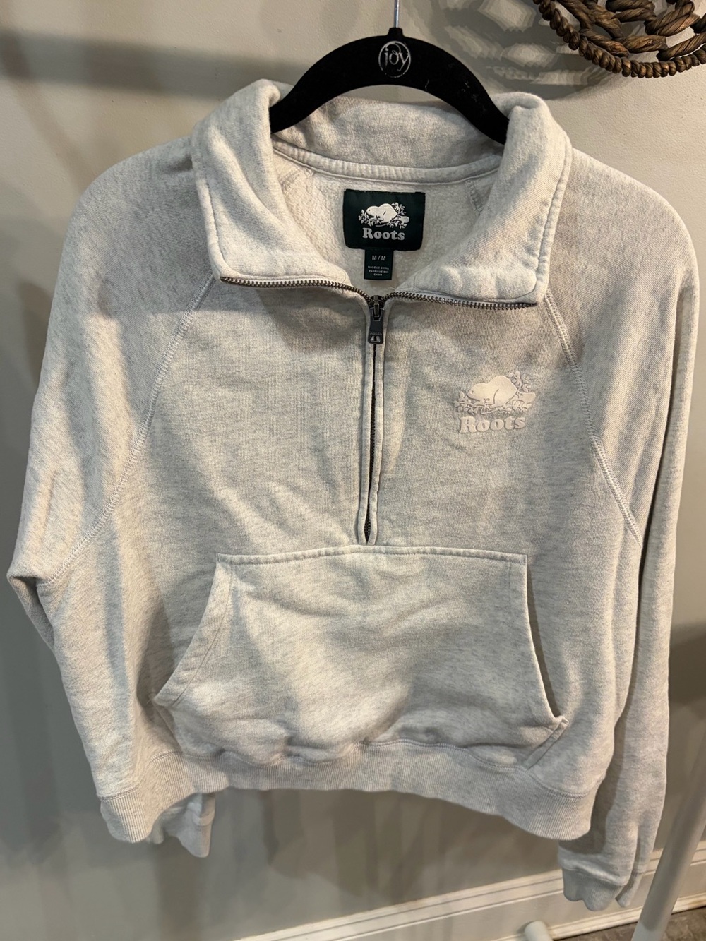 Roots Women's Cowl Neck Half-Zip Pullover - Light Gray size medium